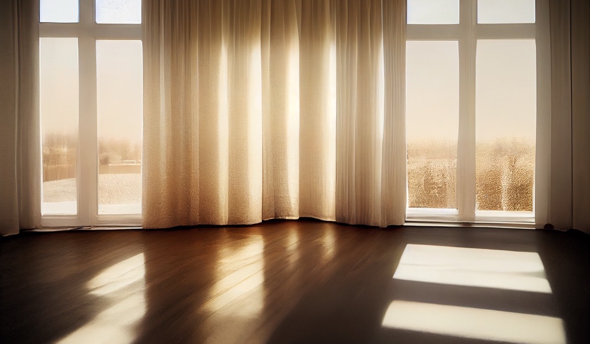 An empty room in early light.